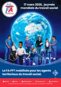 ensemble de différents travailleurs sociaux dans la fonction publique territoriale pour mettre en lumière le 17 mars 2026, journée mondiale du travail social